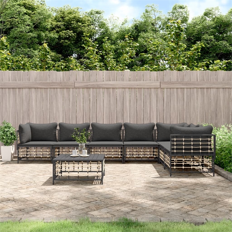 Afuera Living Contemporary Garden Lounge Set in Anthracite/Gray