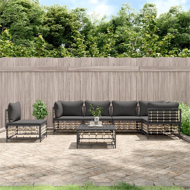 Afuera Living Contemporary Garden Lounge Set in Anthracite/Gray