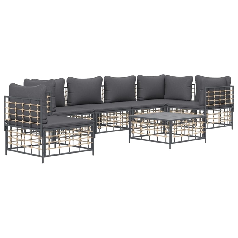Afuera Living Contemporary Garden Lounge Set in Anthracite/Gray