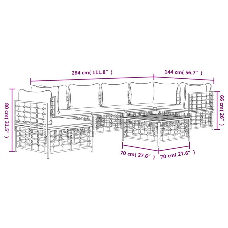 Afuera Living Contemporary Garden Lounge Set in Anthracite/Gray