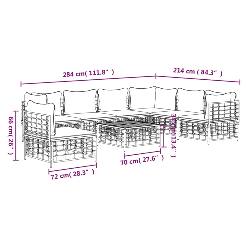 Afuera Living Contemporary Garden Lounge Set in Anthracite/Gray