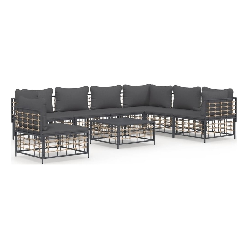 Afuera Living Contemporary Garden Lounge Set in Anthracite/Gray