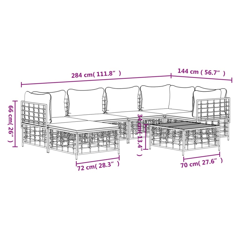 Afuera Living Poly Rattan Large Modular Garden Lounge Set in Anthracite