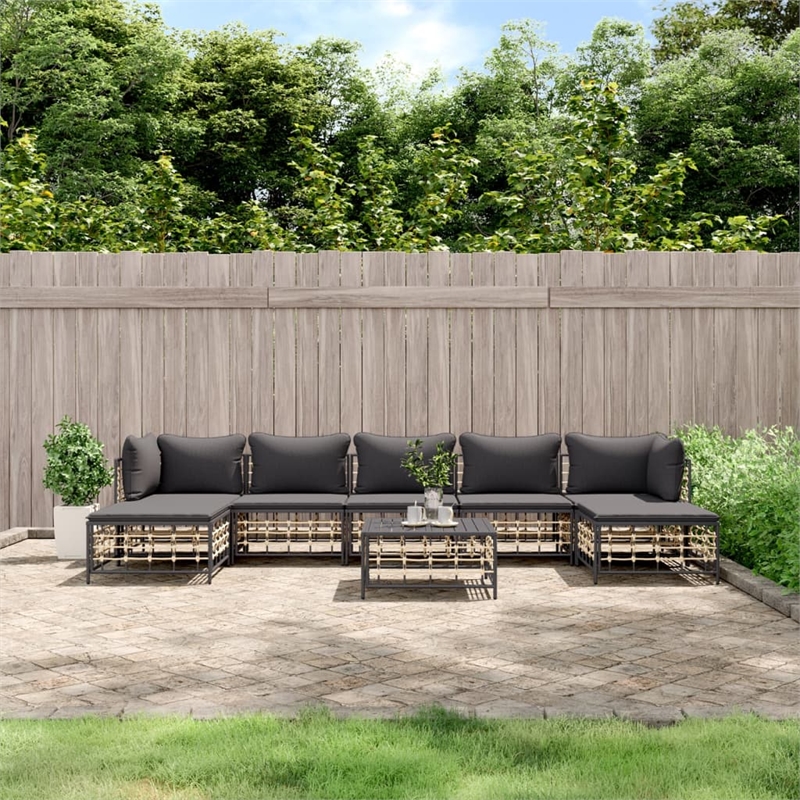 Afuera Living Contemporary Garden Lounge Set in Anthracite/Gray