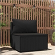 Afuera Living Rattan & Powder-Covered Steel & Fabric Patio Middle Sofa in Black