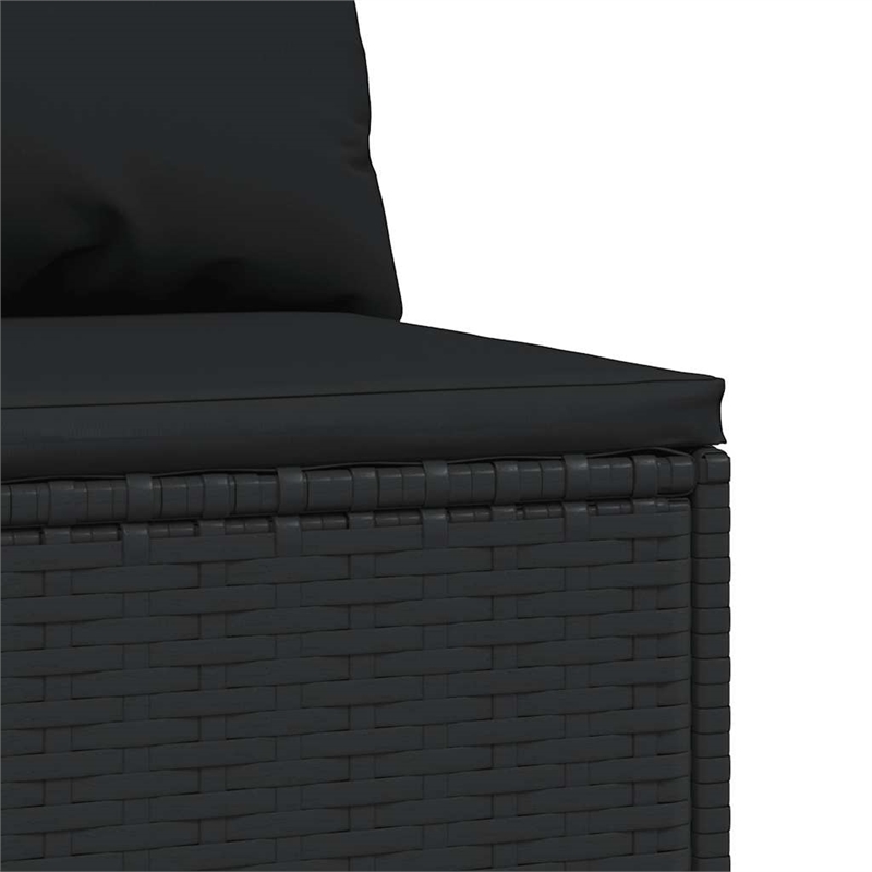 Afuera Living Rattan & Powder-Covered Steel & Fabric Patio Middle Sofa in Black