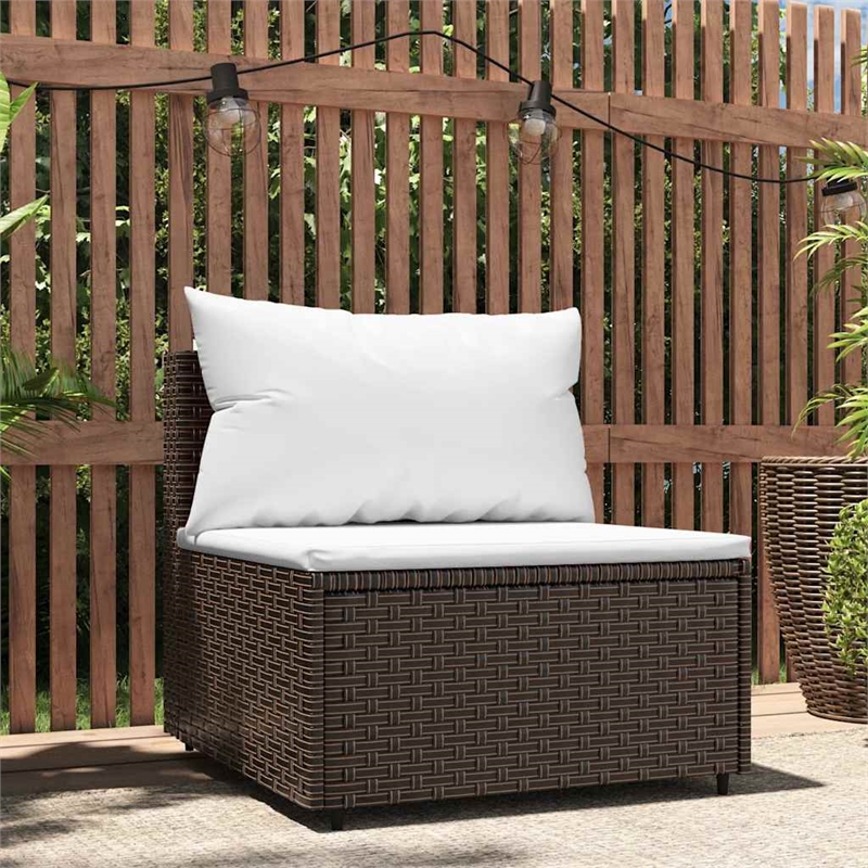 Afuera Living Patio Middle Sofa in Brown With Cream Cushions