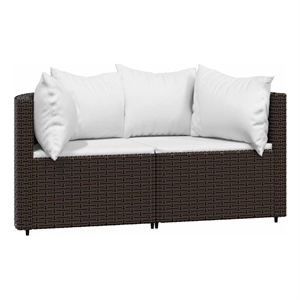 Afuera Living Contemporary Patio Corner Sofa Brown And Cream/White