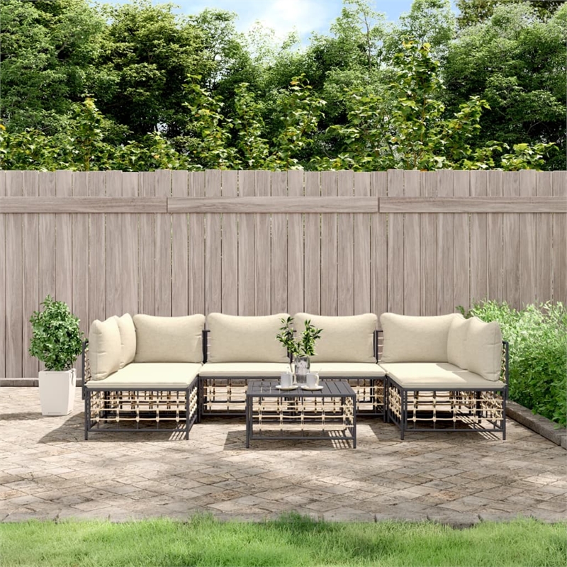 Afuera Living Contemporary Garden Lounge Set in Anthracite/Gray