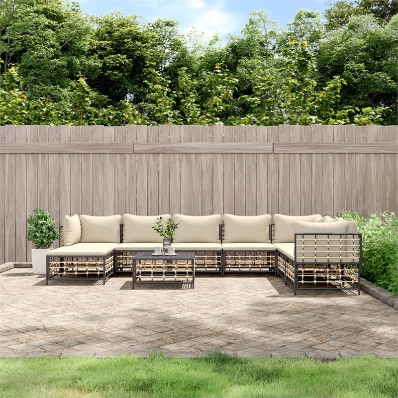 Afuera Living Contemporary Garden Lounge Set in Anthracite/Gray