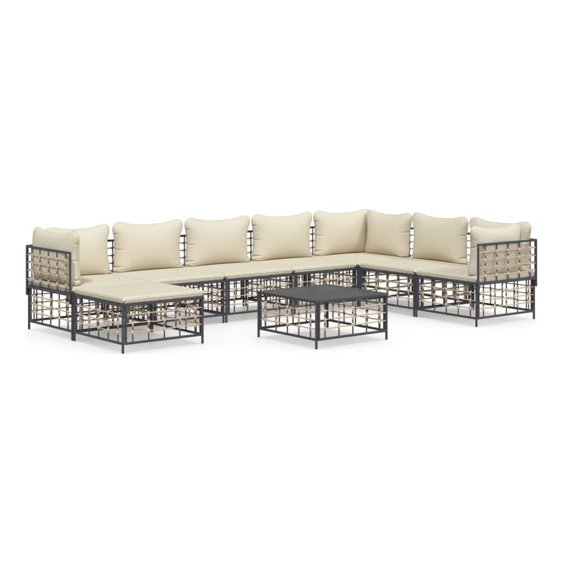 Afuera Living Contemporary Garden Lounge Set in Anthracite/Gray