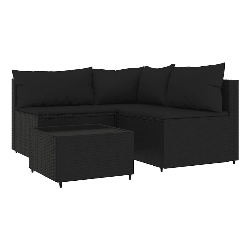 Afuera Living PE Rattan Adjustable Feet Patio Lounge Set in Black