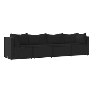 Afuera Living PE Rattan Large Adjustable Feet Patio Lounge Set in Black