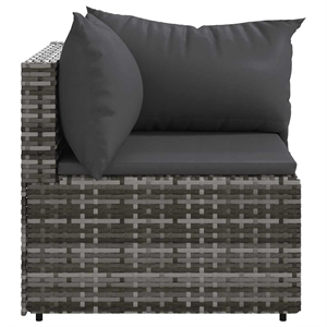 Afuera Living PE Rattan Medium Adjustable Feet Patio Corner Sofa in Gray
