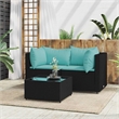 Afuera Living Contemporary Patio Lounge Set in Black & Water Blue