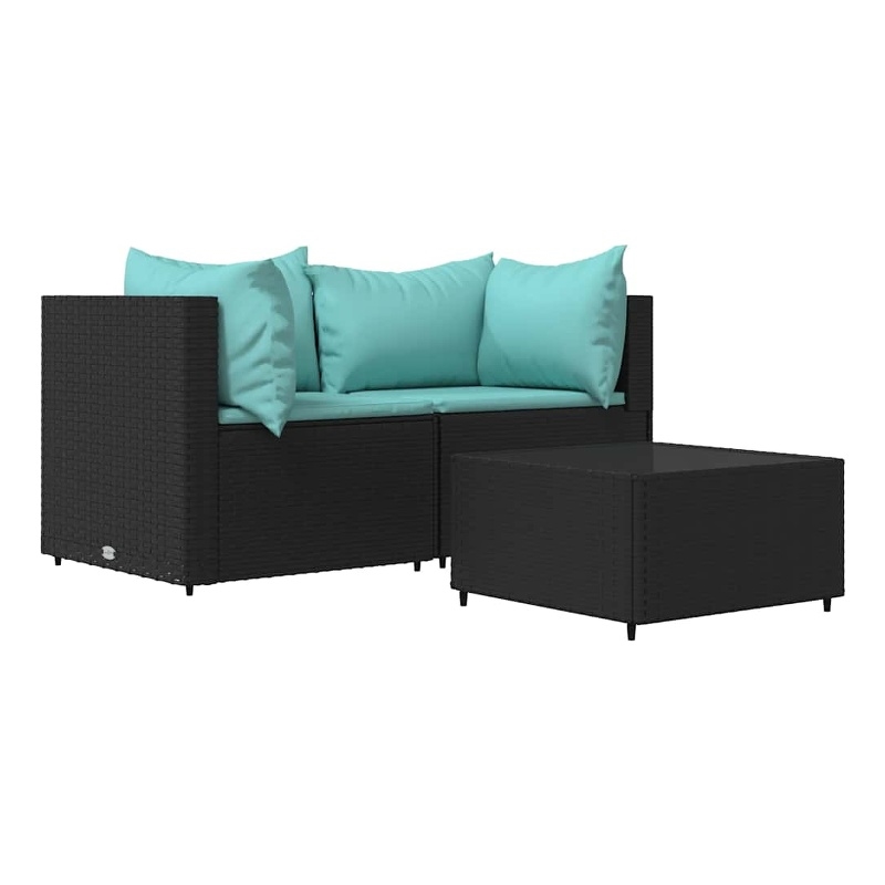 Afuera Living Contemporary Patio Lounge Set in Black & Water Blue