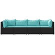 Afuera Living Rattan & Steel Patio Lounge Set in Black & Water Blue