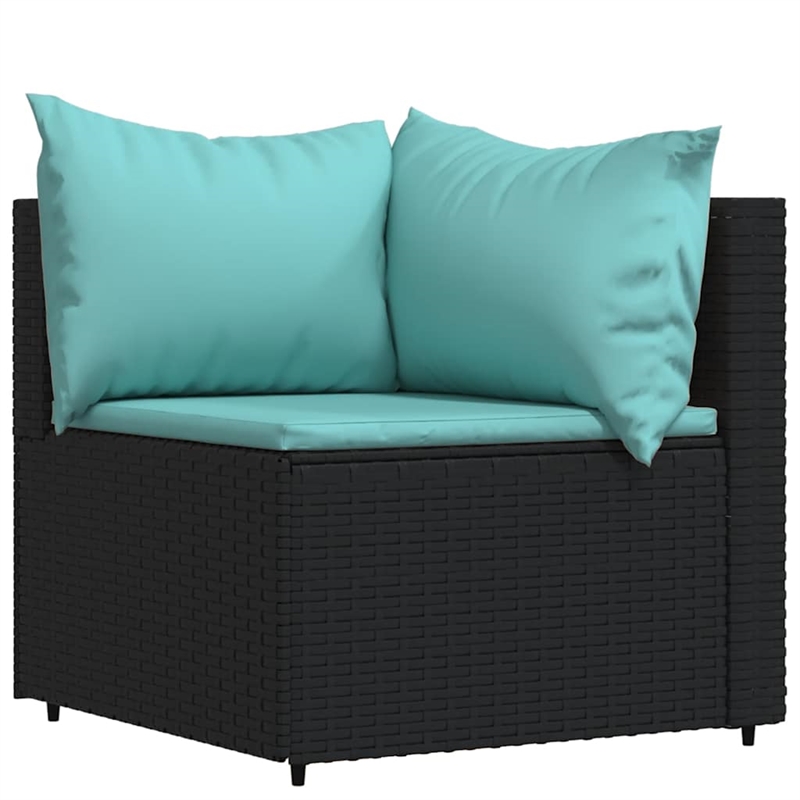 Afuera Living Rattan & Steel Patio Lounge Set in Black & Water Blue