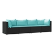 Afuera Living Rattan & Steel Patio Lounge Set in Black & Water Blue