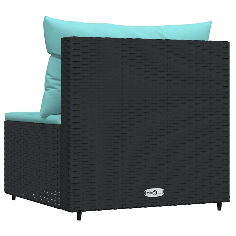 Afuera Living PE Rattan Medium Patio Middle Sofa in Black & Water Blue