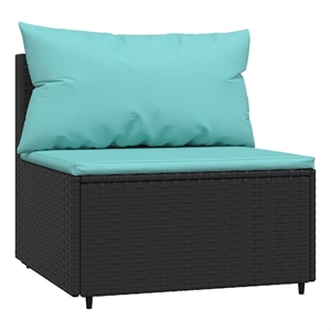 Afuera Living PE Rattan Medium Patio Middle Sofa in Black & Water Blue