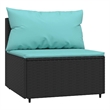 Afuera Living PE Rattan Medium Patio Middle Sofa in Black & Water Blue