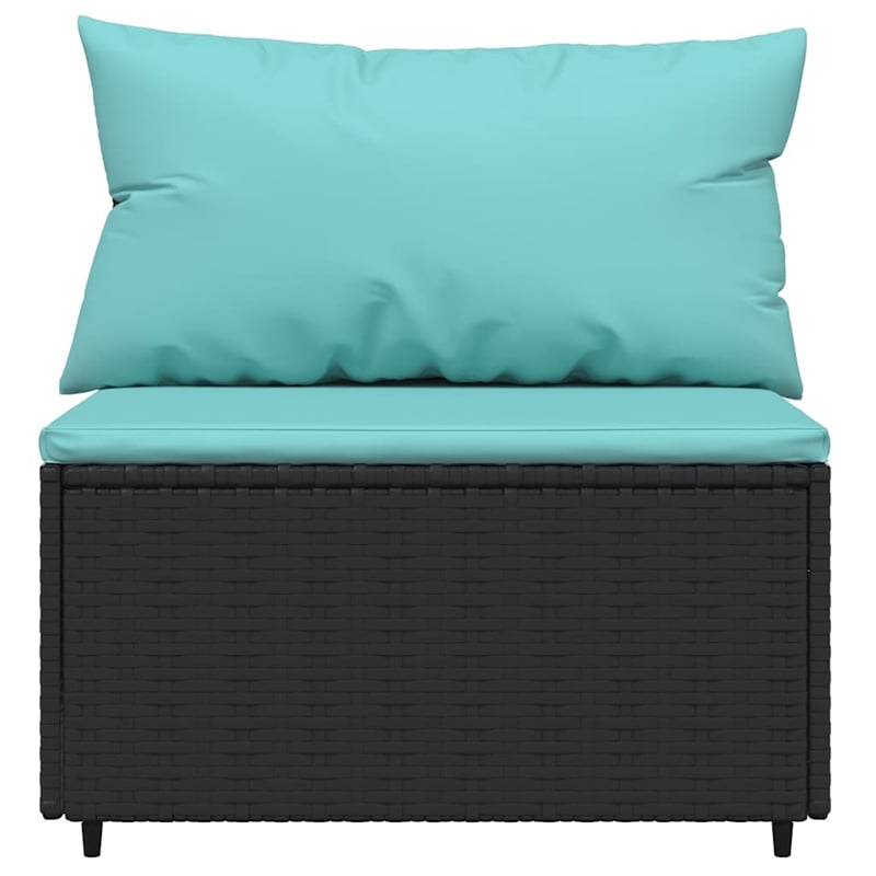 Afuera Living PE Rattan Medium Adjustable Feet Patio Middle Sofa in Black