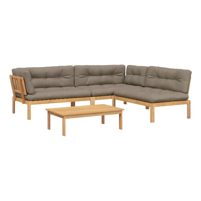 Afuera Living Solid Acacia Wood Standard Modular Pallet Sofa Set in Taupe
