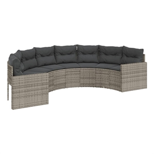 Afuera Living Half-Round Patio Sofa in Gray With Dark Gray Cushions