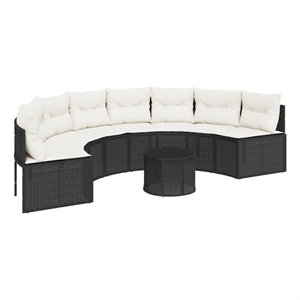 Afuera Living Contemporary Durable Rattan Garden Sofa in Black