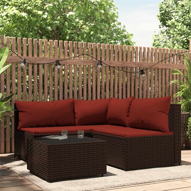 Afuera Living Contemporary Patio Lounge Set in Brown And Cinnamon Red