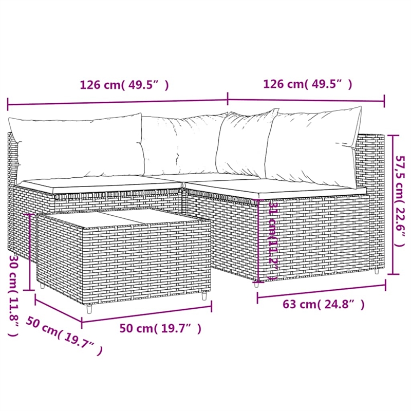 Afuera Living Contemporary Patio Lounge Set in Brown And Cinnamon Red