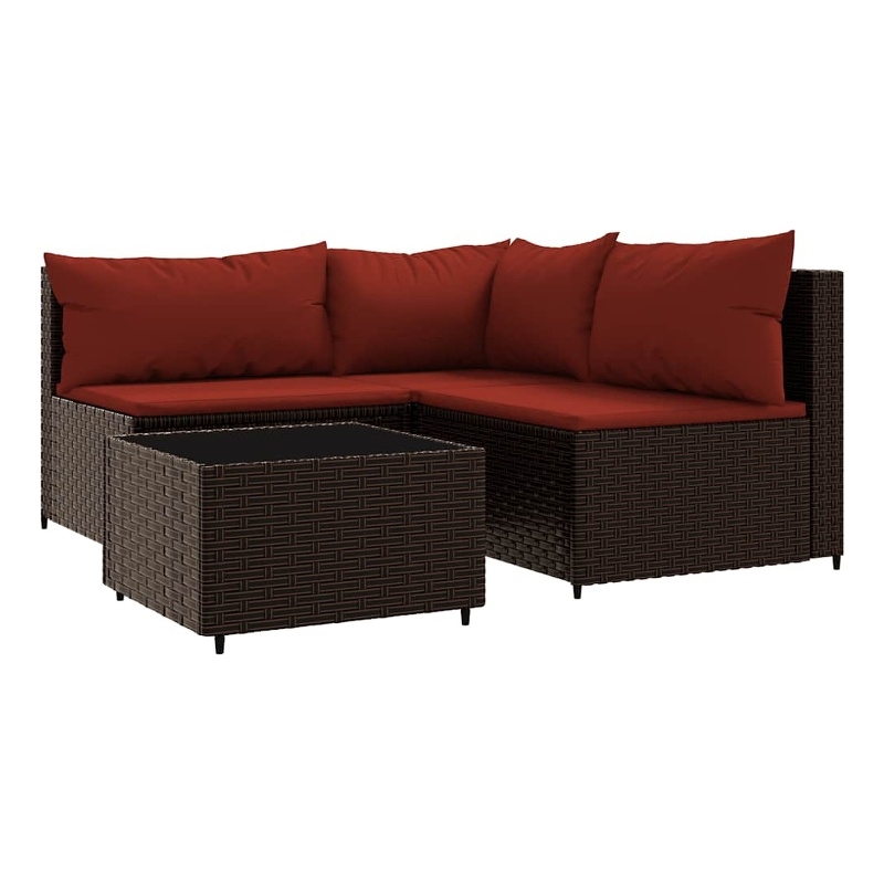 Afuera Living Contemporary Patio Lounge Set in Brown And Cinnamon Red