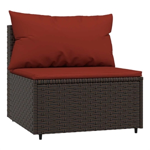Afuera Living PE Rattan Medium Adjustable Feet Patio Middle Sofa in Brown