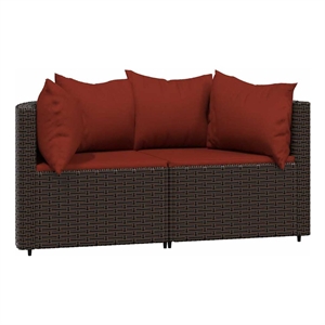 Afuera Living Contemporary Patio Corner Sofa in Brown And Cinnamon Red