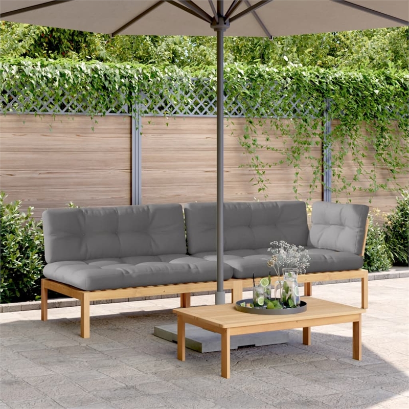 Afuera Living Solid Acacia Wood Large Modular Pallet Sofa Set in Brown