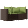 Afuera Living PE Rattan Patio Lounge Set in Brown With Green Cushions