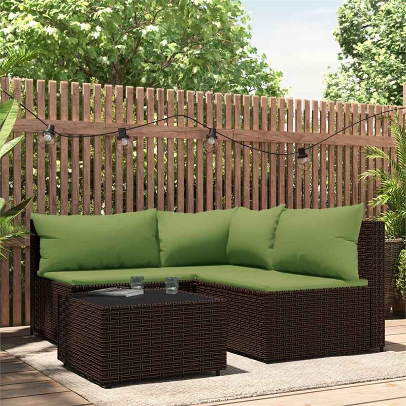 Afuera Living Contemporary Patio Lounge Set in Brown And Green