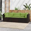 Afuera Living 3 Piece Patio Lounge Set With Cushions in Green/Brown Poly Rattan
