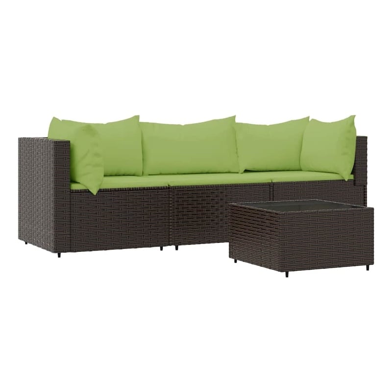 Afuera Living Contemporary Patio Lounge Set in Brown With Green Cushions