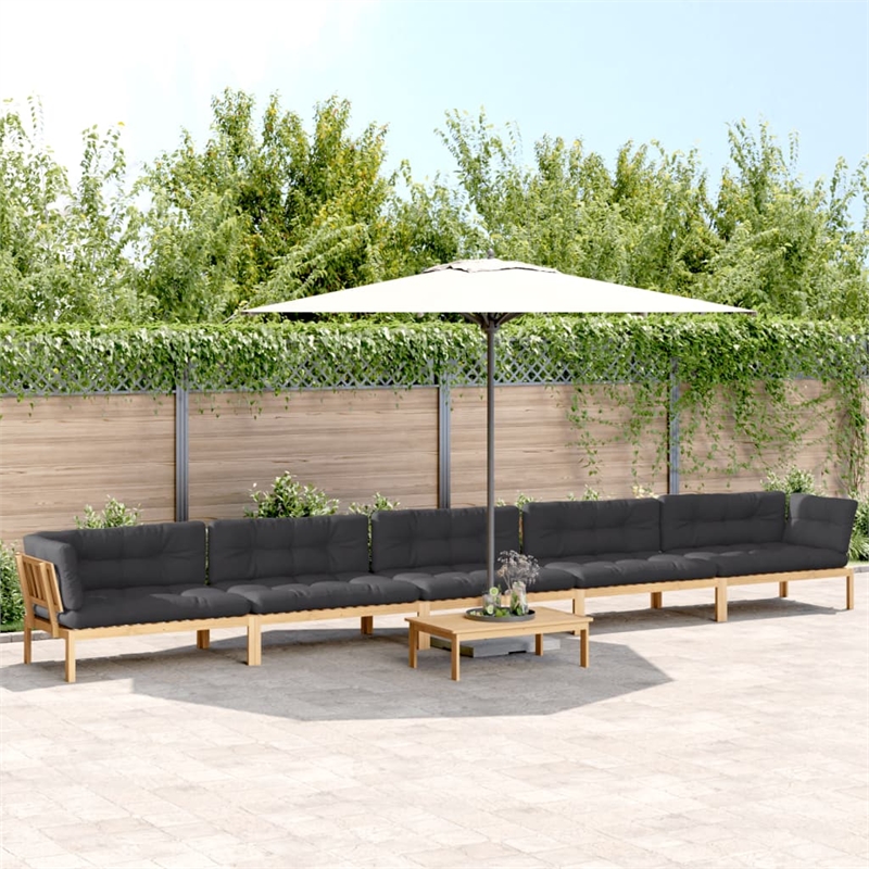 Afuera Living Solid Acacia Wood & Polyester Large Pallet Sofa Set in Anthracite