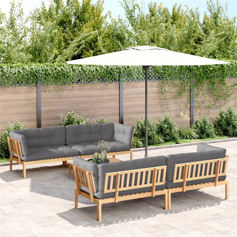 Afuera Living Solid Acacia Wood Standard Modular Pallet Sofa Set in Gray