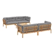 Afuera Living Solid Acacia Wood Standard Modular Pallet Sofa Set in Gray