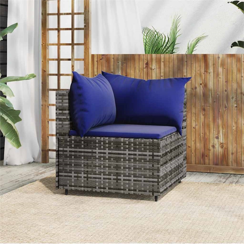 Afuera Living Rattan & Powder-Coated Steel & Polyester Patio Corner Sofa in Gray