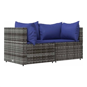 Afuera Living Rattan & Powder-Coated Steel & Polyester Patio Corner Sofa in Gray