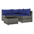 Afuera Living PE Rattan Medium Adjustable Feet Patio Lounge Set in Gray