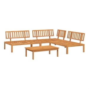 Afuera Living Solid Acacia Wood Medium Modular Pallet Sofa Set in Natural Wood