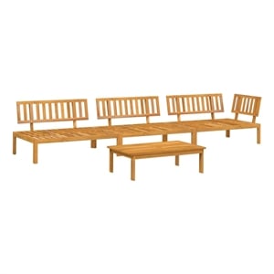 Afuera Living Solid Acacia Wood Large Modular Pallet Sofa Set in Natural Wood