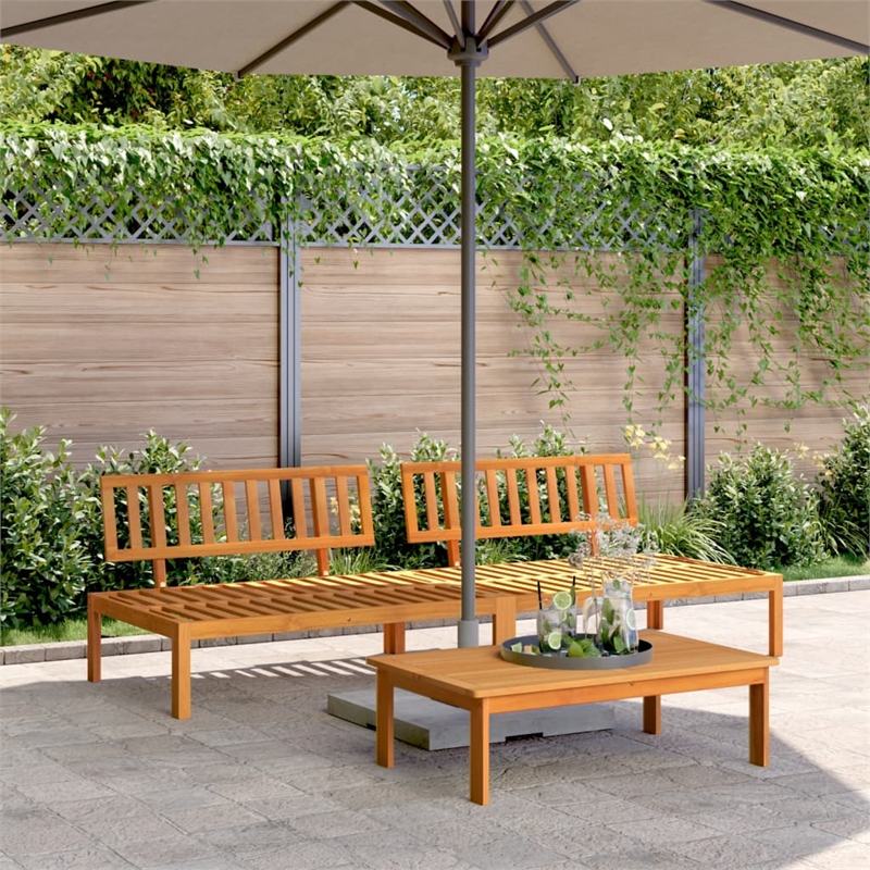 Afuera Living Solid Acacia Wood Medium Garden Pallet Middle Sofa in Natural Wood