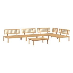 Afuera Living Solid Acacia Wood Large Modular Pallet Sofa Set in Natural